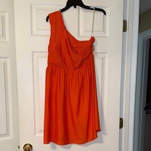 Miss Me One-Shoulder Vibrant Orange Dress